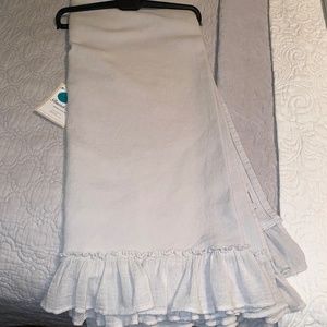 NWT Peacock Alley Penny Ruffle Throw Blanket Light Gray 50" x 70" Cotton